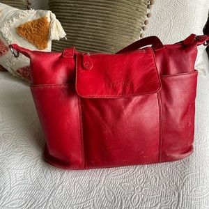 Red Leather Lily Jade diaper bag